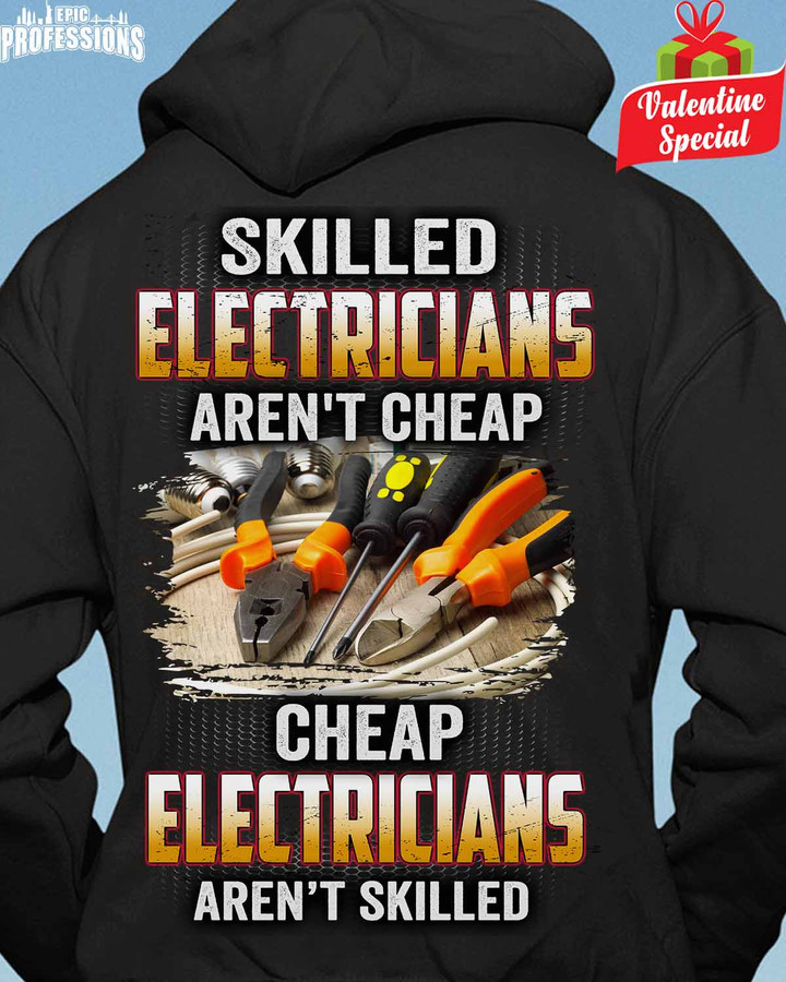 Skilled Electricians aren't Cheap- Black-Electrician-Hoodie -#180123SKILL26BELECZ6