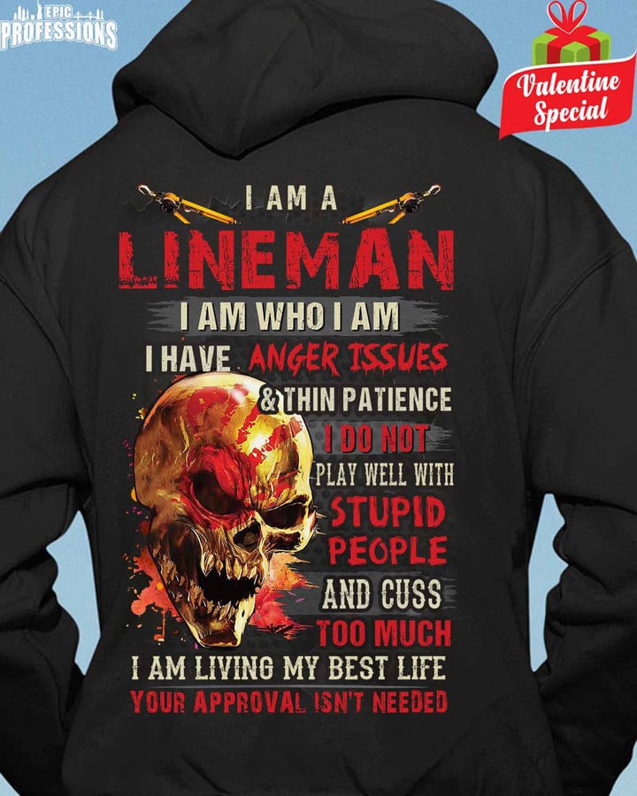 I am a Lineman-Black -Lineman-Hoodie -#180123THIPAT5BLINEZ6
