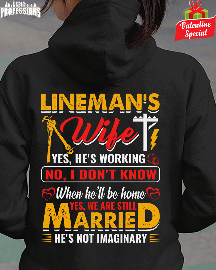 Awesome Lineman's Wife Life- Black-Lineman-Hoodie -#190123MARR14BLINEZ6
