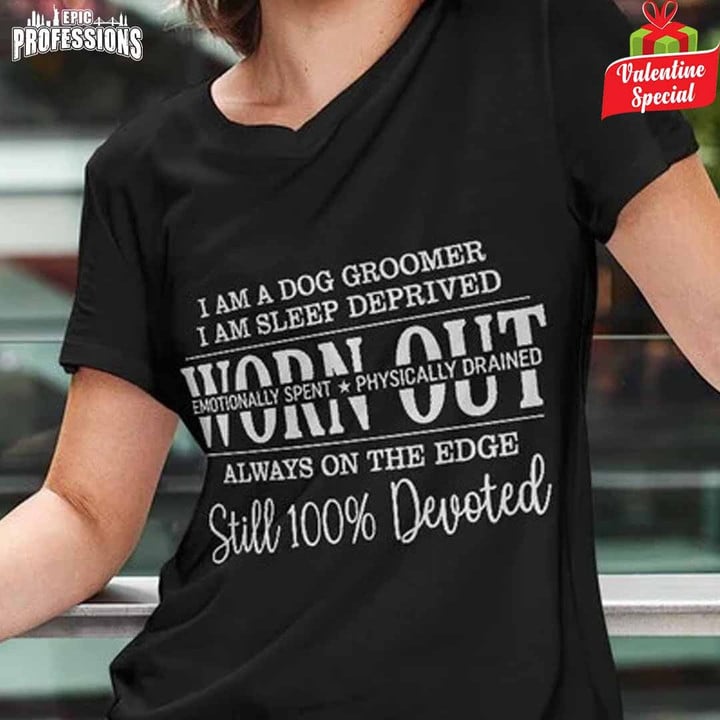 Devoted Dog Groomer- Black-Doggroomer-V- Neck T-shirt-#200123DEVOT12FDOGRZ4