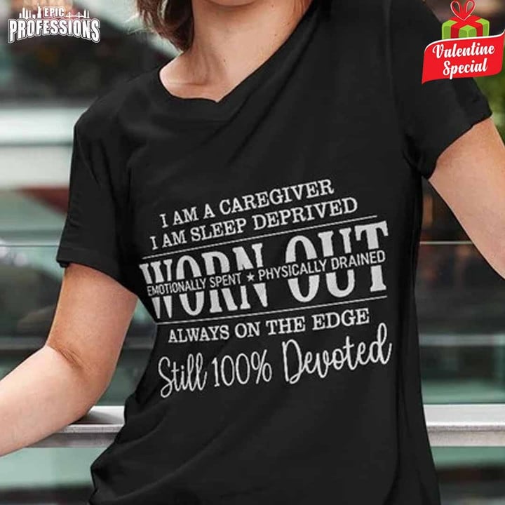 Devoted Caregiver- Black-Caregiver-V- Neck T-shirt-#200123DEVOT12FCAREZ4