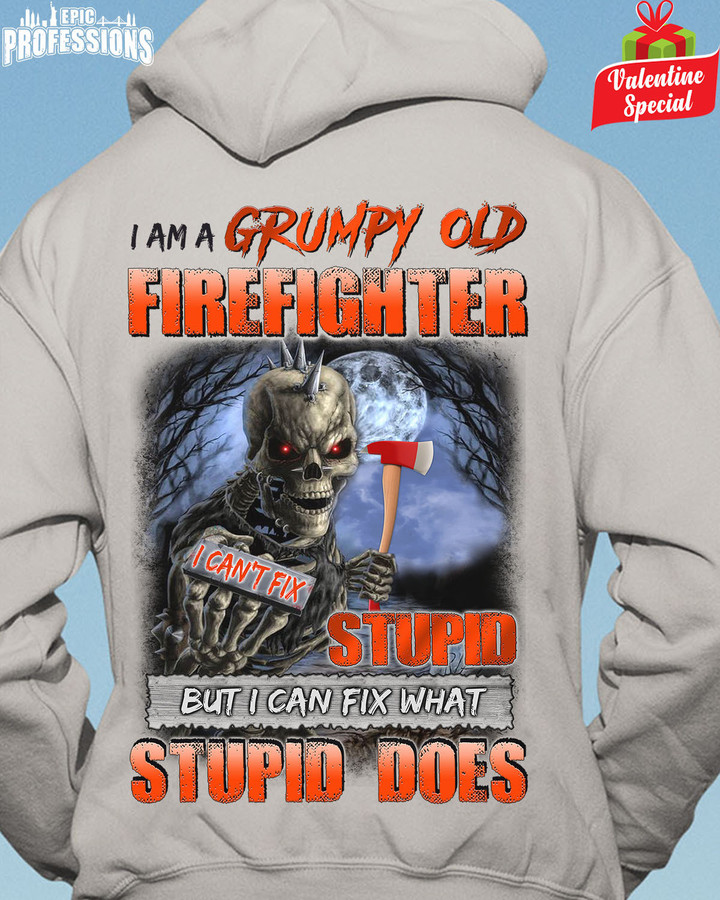 I am a Grumpy old Firefighter-Ash Grey-Firefighter-T-shirt -#210123WHAST3BFIREZ6