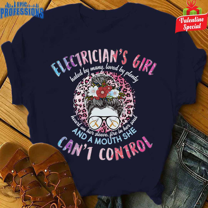 Cute Electrician's Girl-Navy Blue -Electrician- T-Shirts-#24012BYPLE9FELECZ6