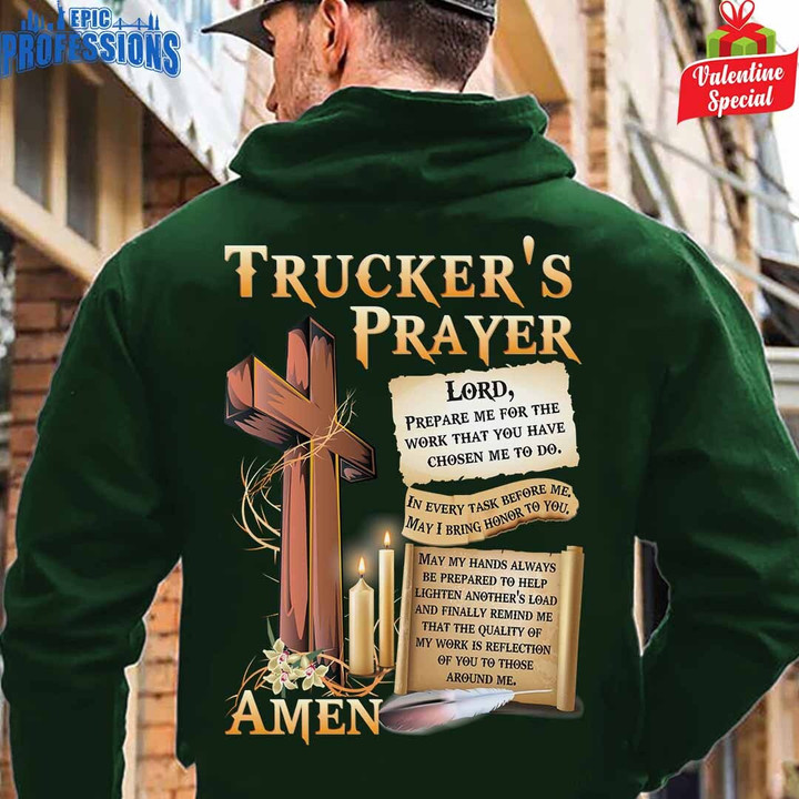 Awesome Trucker's Prayer-Forest Green -Trucker-Hoodie-#310123EVTAS1BTRUCZ6