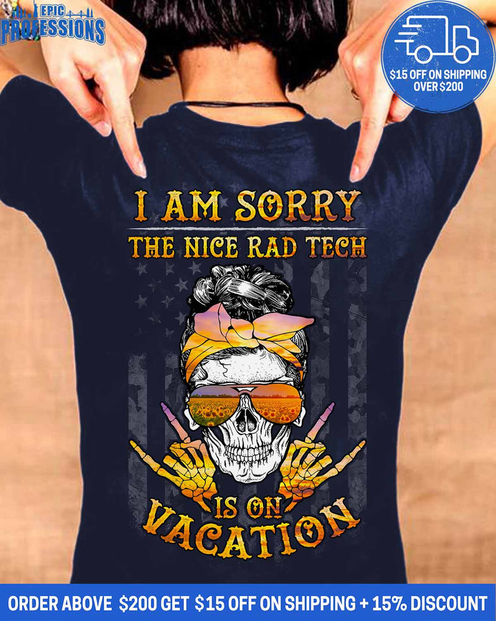 RAD Tech is on Vacation -Navy Blue-RADtech-T-Shirt-#040223ONVAC4BRATEZ4