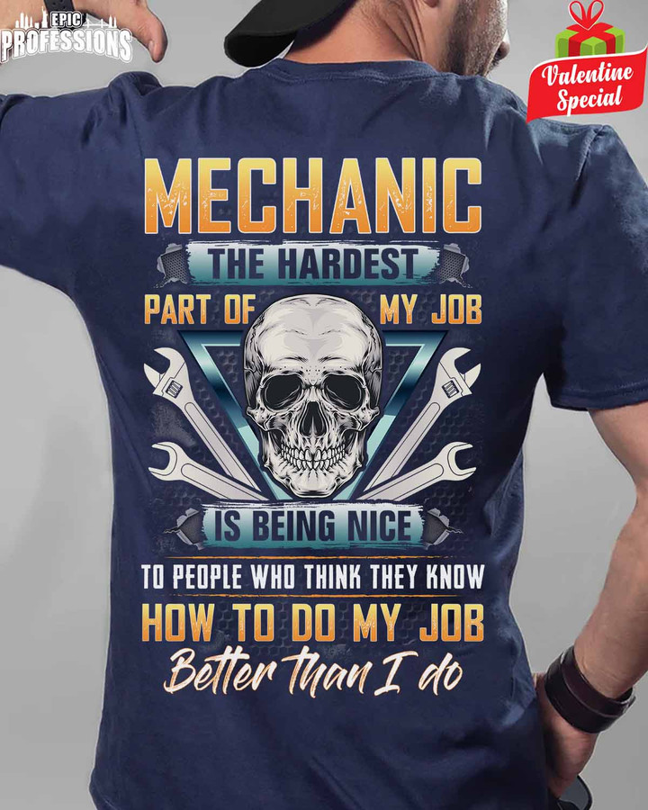 Mechanic The Hardest Part of my Job-Navy Blue -Mechanic- T-shirt-#080223MYJOB15BMECHZ6