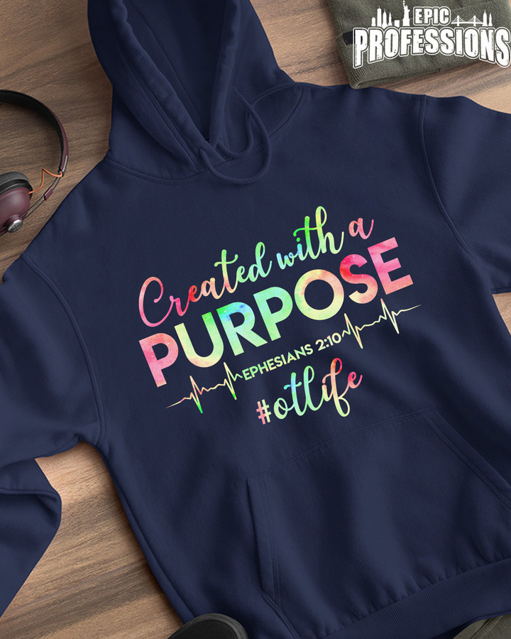 Created With a Purpose Occupational Therapist Life- Navy Blue -OccupationalTherapist-Hoodie -#090223CREWI2FOCTHZ4