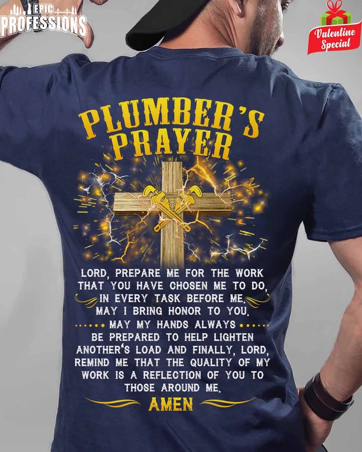 Awesome Plumber's Prayer -Navy Blue -Plumber- T-shirt-#100223EVTAS6BPLUMZ6