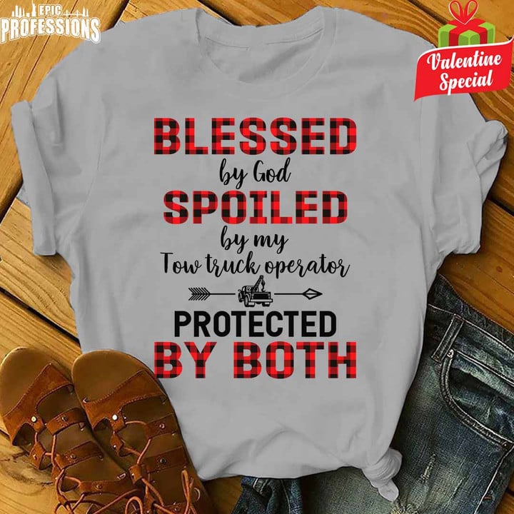 Blessed by God Spoiled By My Tow Truck Operator- Sport Grey-TowTruckOperator-T- shirt-#110223PROBY3FTTOZ6