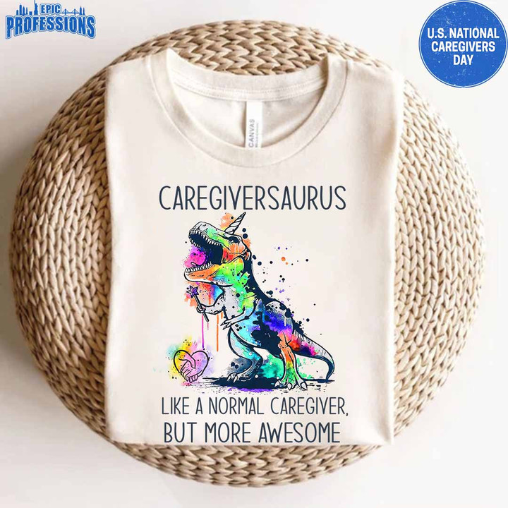 Awesome Caregiver -White-Caregiver-T- shirt-#110223SAURUS2FCAREZ4