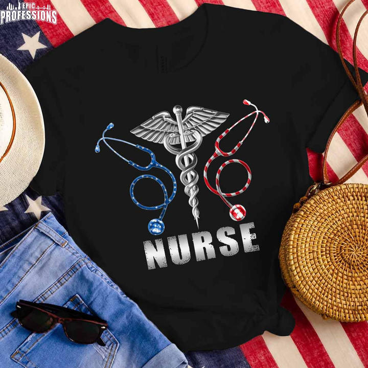 Proud Nurse-Black-Nurse-T-Shirt-#150223USFLA18FNURSZ4