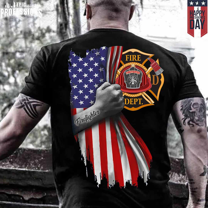 Proud Firefighter-Black-Firefighter- T-shirt -#150223USFLA58BFIREZ6