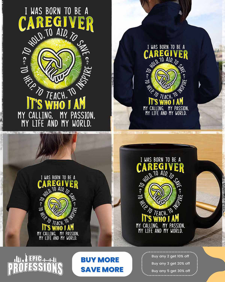 I Was Born to be a Caregiver-Black-CareGiver-T-Shirt-#F170223TOAID12BCAREZ4