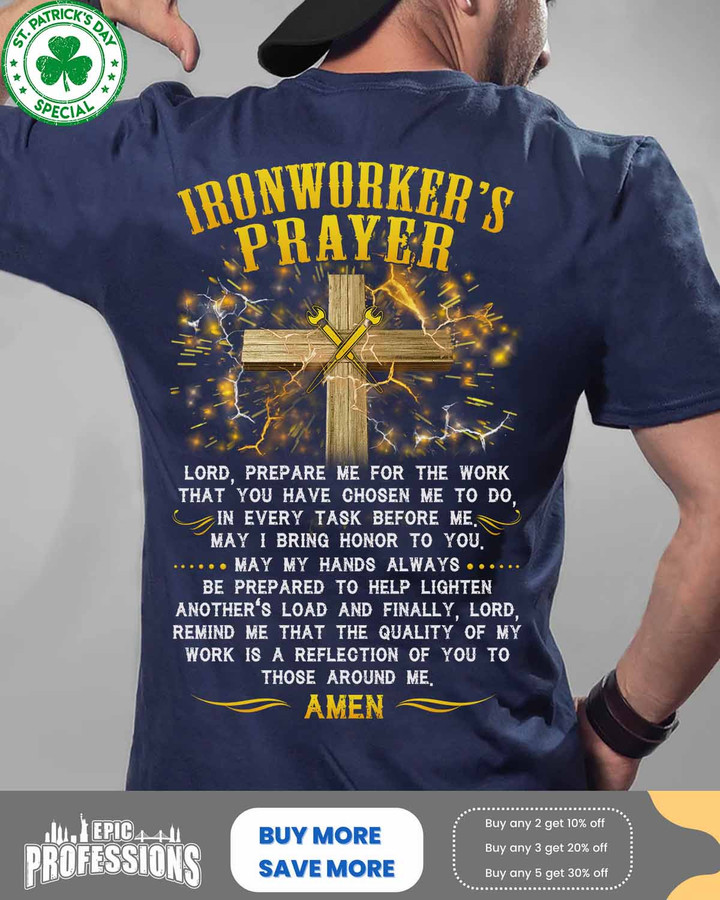 Awesome Ironworker's Prayer-Navy Blue -IronWorker- T-shirt-#180223EVTAS6BIRONZ6