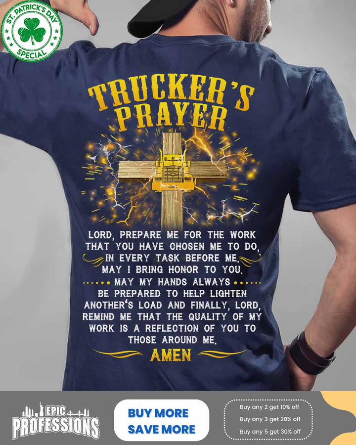Awesome Trucker's Prayer-Navy Blue -Trucker- T-shirt-#M180223EVTAS6BTRUCZ6