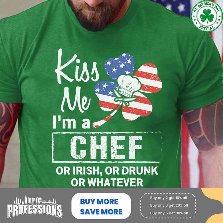 Kiss me I'm a Chef-Irish Green -Chef-T-Shirt -#M180223KISSME1FCHEFZ6