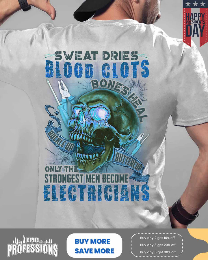 The strongest men become Electricians-Ash Grey-Electricians-T-shirt -#M180223BUCUP16BELECZ6