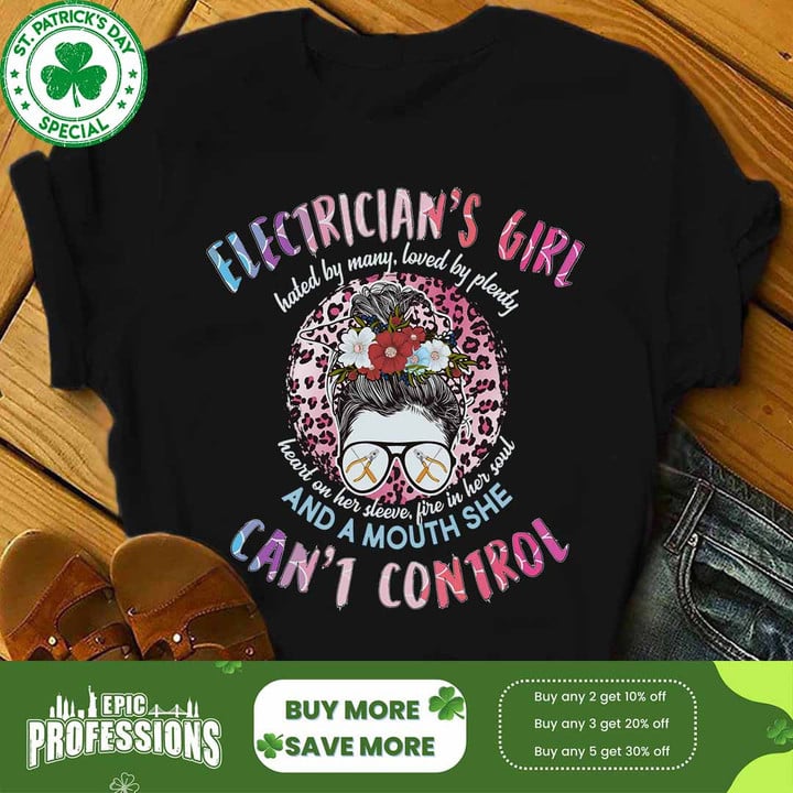Awesome Electrician's Girl -Black-Electrician-T-Shirt-#M230223BYPLE9FELECZ6