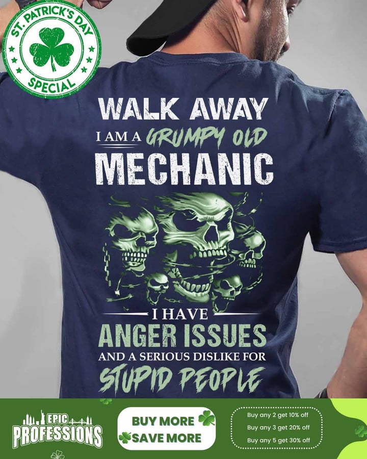Mechanic I Have Anger Issues-Navy Blue -Mechanic- T-shirt-#M230223ANGIS5BMECHZ6