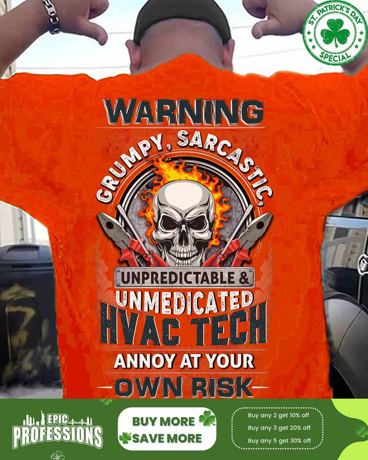 Unpredictable HVAC Tech - Orange-HVACTECH-T-Shirt -#M250223UNPRE2BHVACZ6