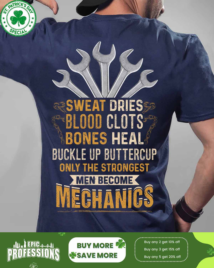 Only the strongest men become Mechanics-Navy Blue -Mechanic- T-shirt-#M280223BUCUP14BMECHZ6