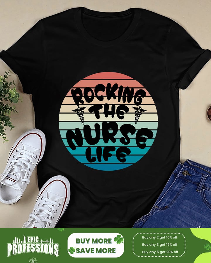 Rocking The Nurse Life-Black-Nurse-T-Shirt-#F280223ROKTHE5FNURSZ4