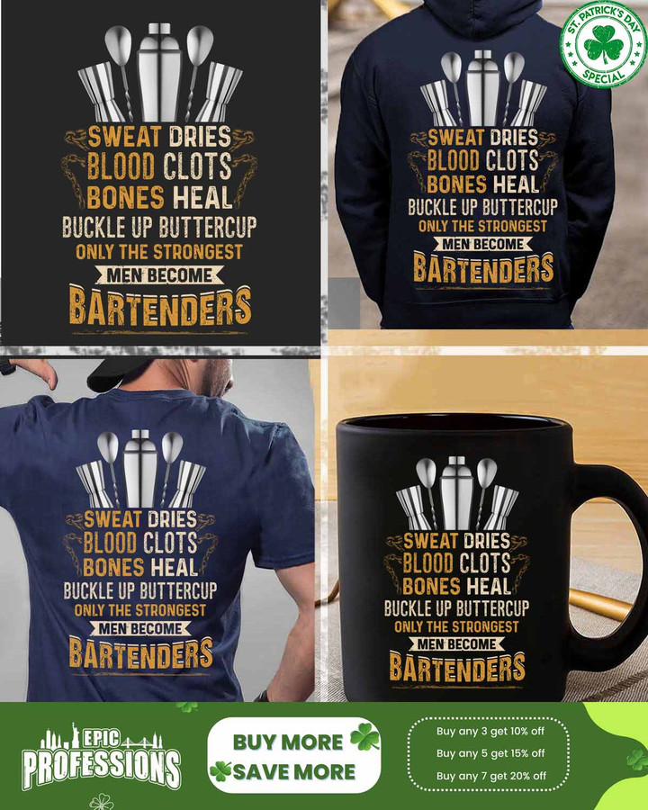 Only The Strongest Men Become Bartender-Navy Blue -Bartender- T-shirt-#F020323BUCUP14BBARTZ4