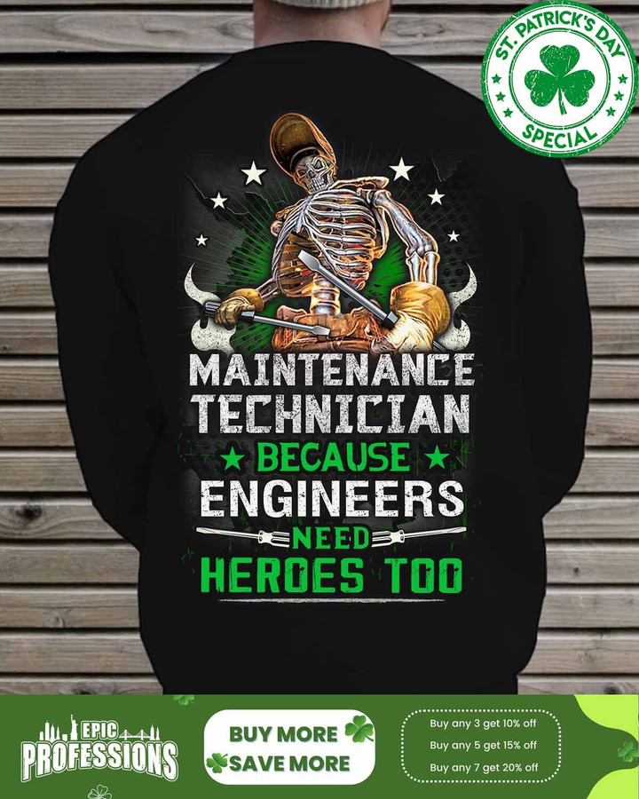 Maintenance Technician because engineers need heroes too-Black-MaintenanceTechnician-Long sleeve Tee-#M040323HEROES11BMATEZ6