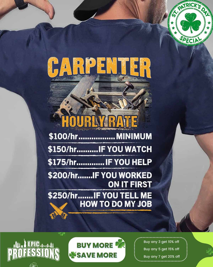 Carpenter hourly rate-Navy Blue - Carpenter-T-shirt-#070323HORLY4BCARPZ6