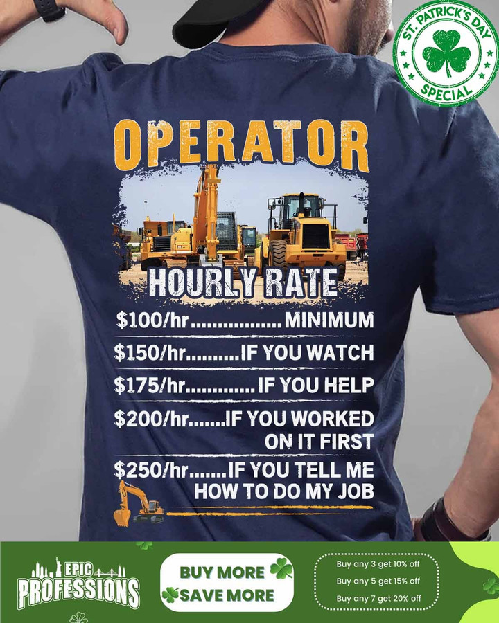 Operator hourly rate-Navy Blue - Operator -T-shirt-#070323HORLY4BOPERZ6