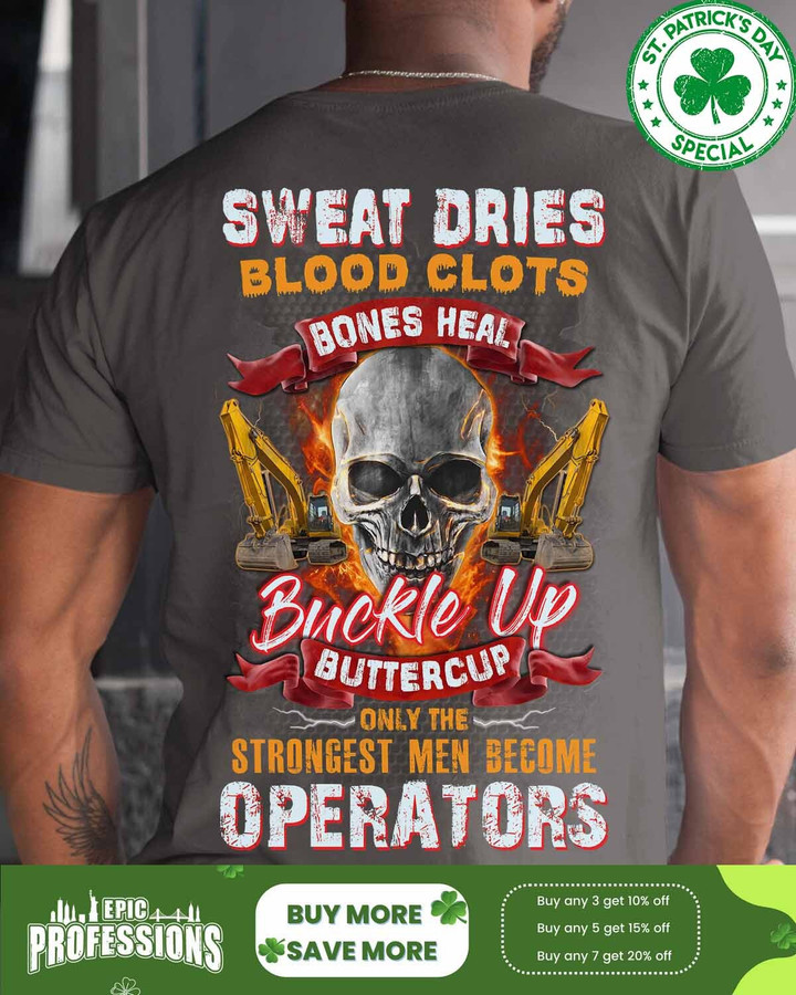 Only the strongest men become Operators-Dark Heather-Operator- T-shirt -#080323BUCUP8BOPERZ6