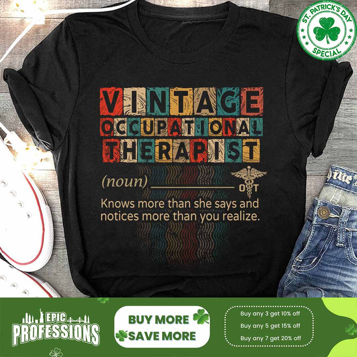 Vintage Occupational Therapist -Black-Occupational Therapist-T-Shirt-#F080323VINTA10FOCTHZ4