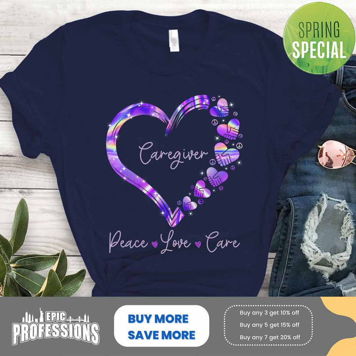 Awesome Caregiver- Navy Blue -Caregiver-T-Shirt -#100323PECLO7FCAREZ4