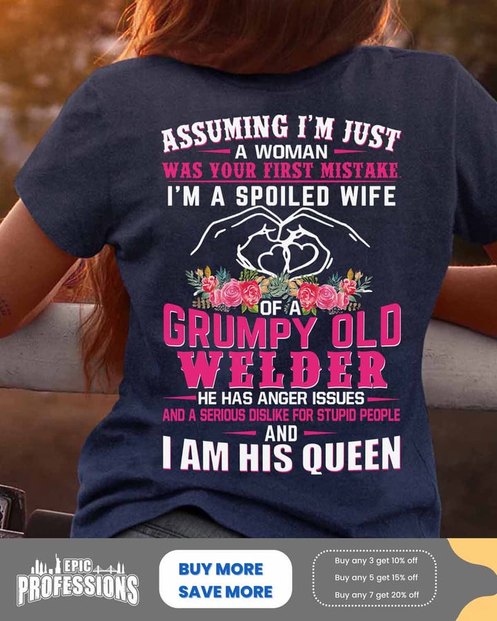 Awesome Welder- Navy Blue -Welder-T-Shirt -#110323HISQU2BWELDZ6