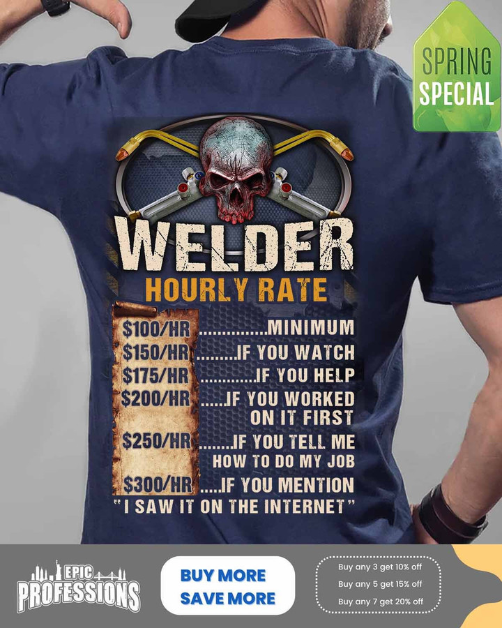 Welder hourly rate-Navy Blue-Welder -T-shirt -#140323HORLY12BWELDZ6