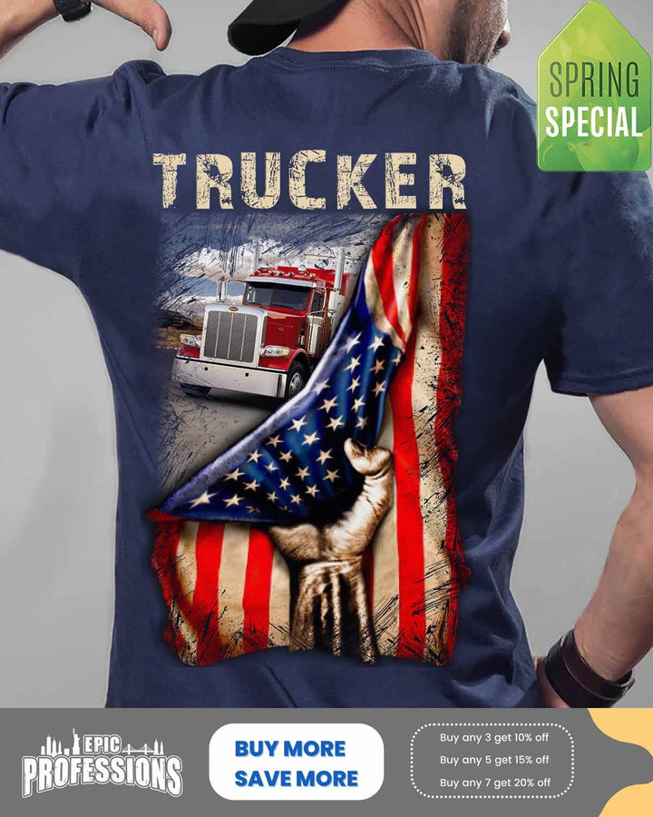 Proud Trucker-Navy Blue-Trucker-T-shirt -#140323USFLA41BTRUCZ6