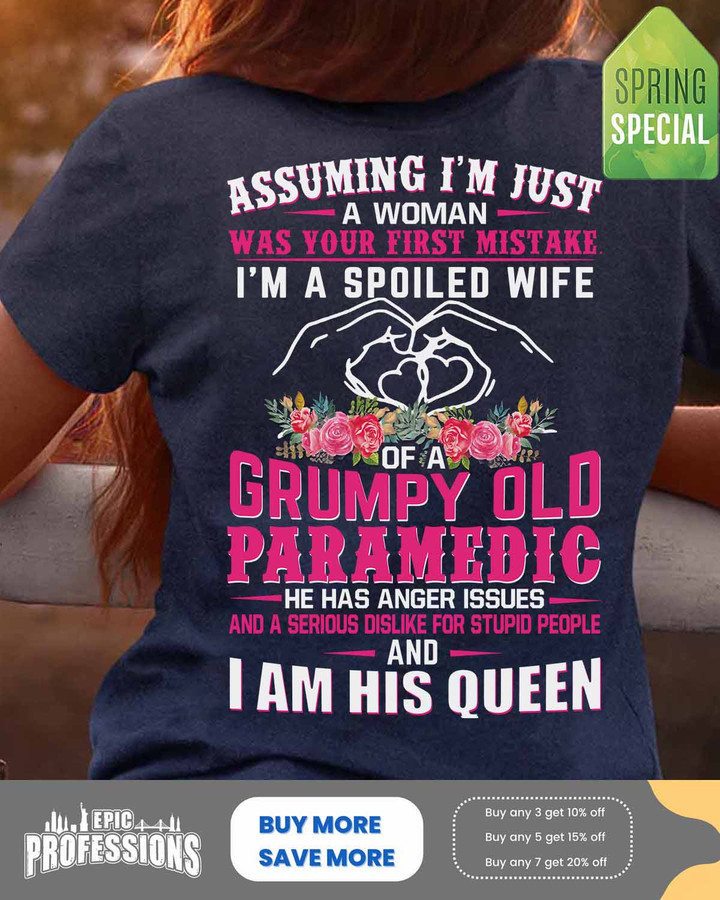Grumpy Old Paramedic- Navy Blue -Paramedic-T-Shirt -#140323HISQU2BPARMZ4