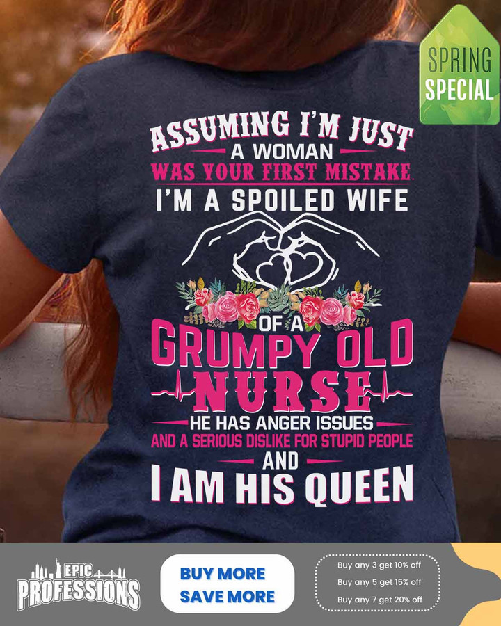 Nurse t-shirt with empowering quote challenging gender roles.