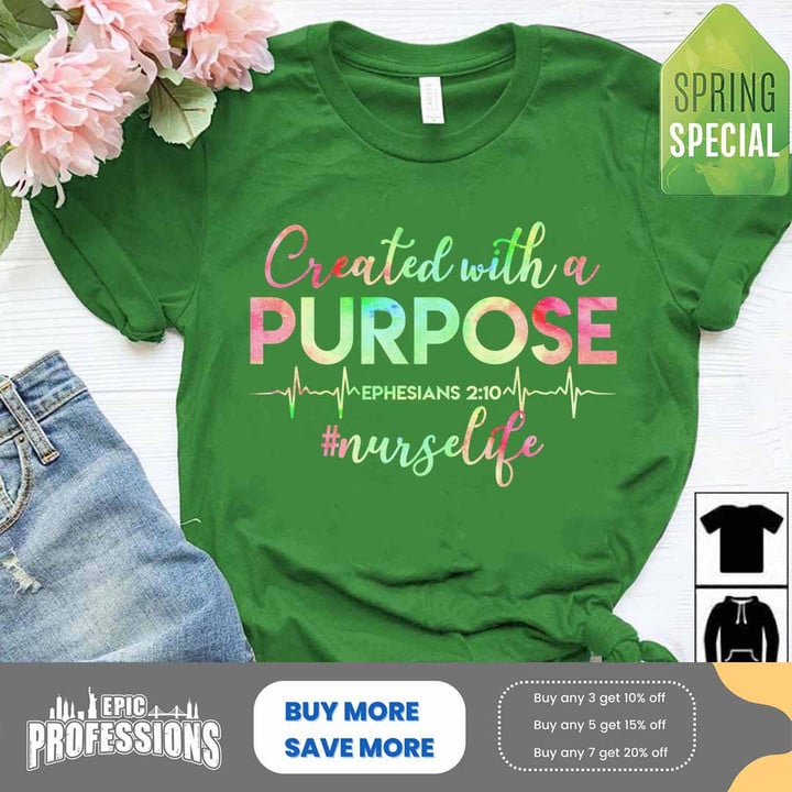 Created With a Purpose Nurse Life- irish Green -Nurse-T-Shirt -#140323CREWI2FNURSZ4
