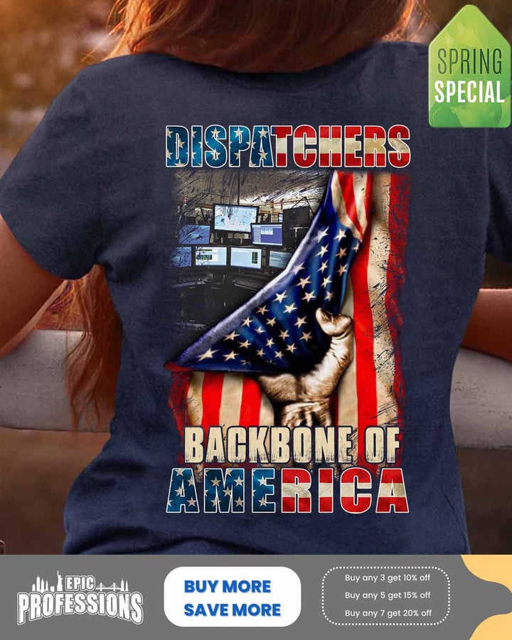 Dispatcher Backbone of America- Navy Blue -Dispatcher-T-Shirt -#140323BAKBOF1BDISPZ4