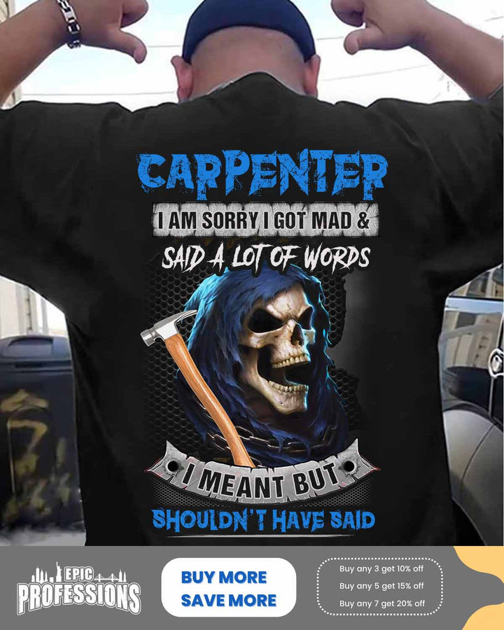 Proud Carpenter -Black-Carpenter-T-shirt -#150323WORDS1BCARPZ6