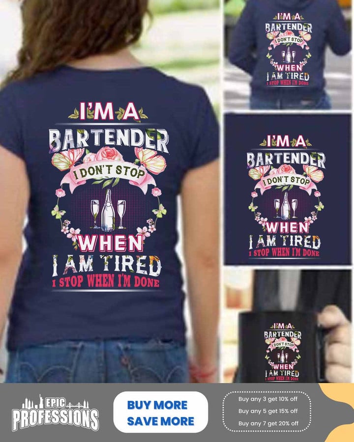 I'm a Bartender- Navy Blue -Bartender-T-Shirt -#150323TIRED7BBARTZ4