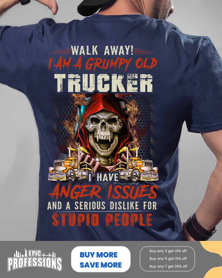 I am a grumpy old Trucker-Navy Blue- Trucker-T-shirt -#M160323ANGIS12BTRUCZ6