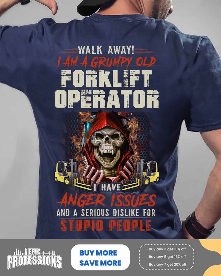 I am a grumpy old Forklift Operator-Navy Blue- ForkliftOperator-T-shirt -#M160323ANGIS12BFOOPZ6