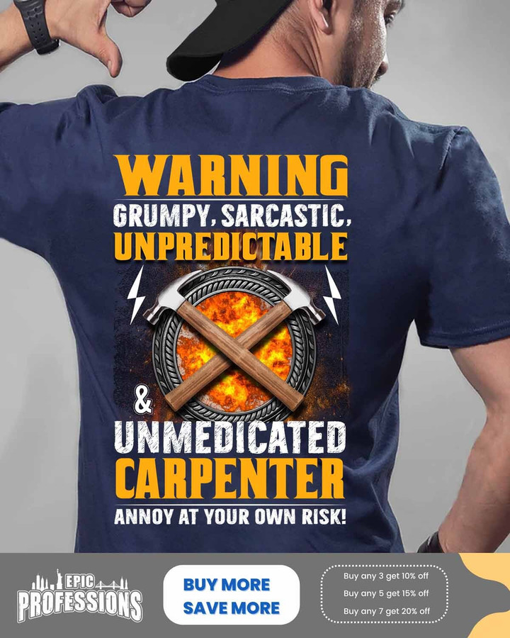 Unmedicated Carpenter-Navy Blue- Carpenter-T-shirt -#M180323UNPRE8BCARPZ6
