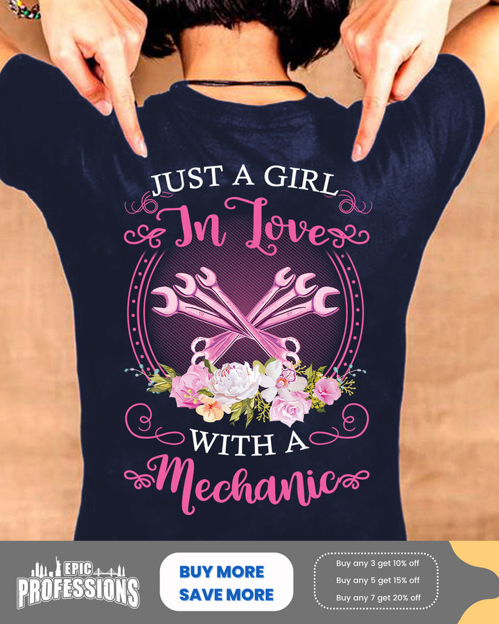 Just a girl in love with a Mechanic- Navy Blue -Mechanic-T-Shirt -#M180323INLOVE4BMECHZ6
