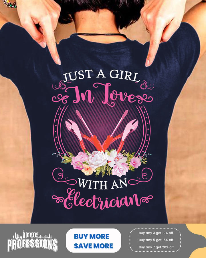 Just a girl in love with an Electrician- Navy Blue -Electrician-T-Shirt -#M180323INLOVE4BELECZ6