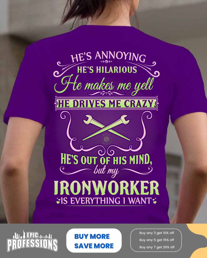 My Ironworker is everything I want-Purple -Ironworker-T-Shirt -#M210323HILLA7BIRONZ6