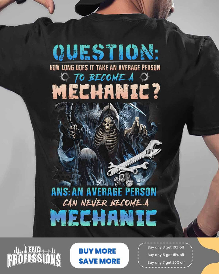 An average person can never become a Mechanic-Black-Mechanic-T-shirt -#M230323AVPER4BMECHZ6