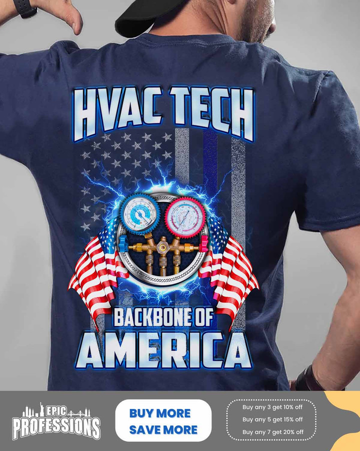 HVAC Tech backbone of America-Navy Blue-HVACTECH-T-shirt -#M240323BAKBO2BHVACZ6